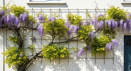 Wisteria Vine on a White Wall.