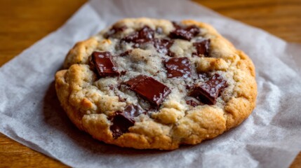 Decadent chocolate chunk cookie, perfect for National Cookie Day indulgence, embodies cozy hygge vibes with a sprinkle of nostalgia