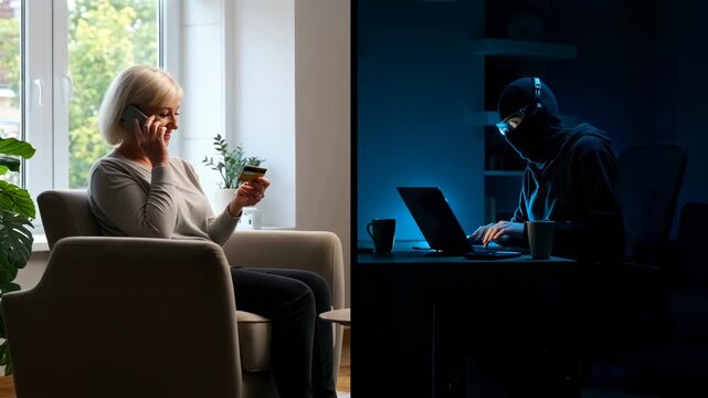 Social Engineering Phone Scam Concept &ndash; Online Fraud and Data Theft
