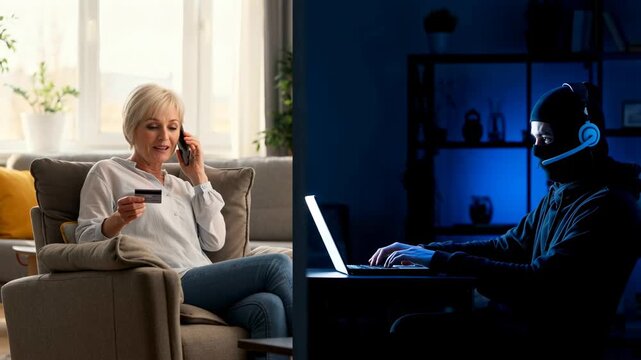 Social Engineering Phone Scam Concept &ndash; Online Fraud and Data Theft