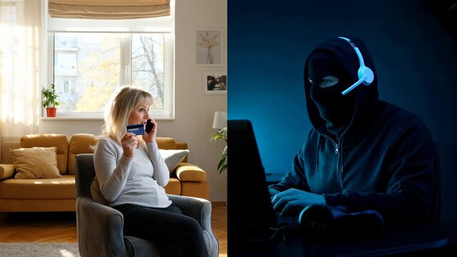 Social Engineering Phone Scam Concept &ndash; Online Fraud and Data Theft