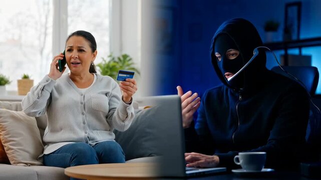 Social Engineering Phone Scam Concept &ndash; Online Fraud and Data Theft