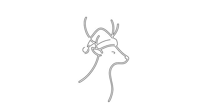 Close Up Black Line Art of a Deer's Head with Antlers on a White Background animal wildlife