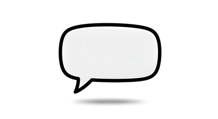 Naklejka premium A white speech bubble with a black outline and a small shadow, floating on white
