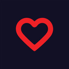 Minimal Vector Love Heart Icon Design in Modern Flat Style &mdash; Romantic Symbol Illustration for Valentine&rsquo;s Day, Wedding Themes, Relationship Logos, Emotion Concepts