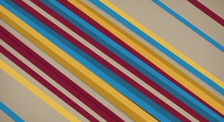 Angled colorful parallel stripes on a beige background, creating an abstract, dynamic design