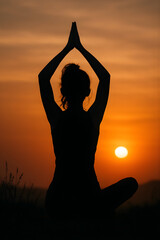 Girl Silhouette in Yoga Pose Illustration
