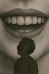 Smile Silhouette with Dentist or Child Figure Illustration