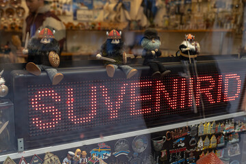 Small wooden viking toys at a shop in Tallinn, Estonia