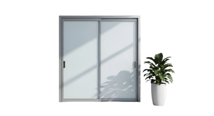 Modern Sliding Glass Doors with Potted Plant