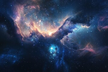 Ethereal dreamscape with floating celestial bodies, swirling galaxies, glowing cosmic mist, surreal fantasy