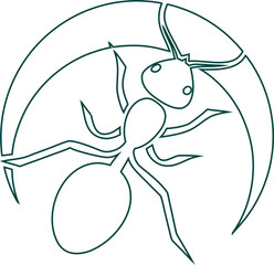 Ant outline design vector. Perfect for use in bug-themed graphics, apps, and minimalist branding.