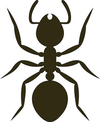 Black vector insect illustration featuring an ant, ideal for web design or science visuals.