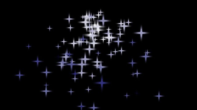 Many Floating White Stars Black Background