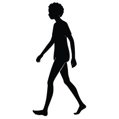 Silhouette of a person walking barefoot in a relaxed posture