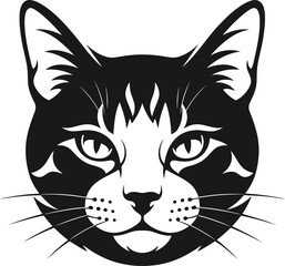 Obraz premium Striking black and white cat face logo design