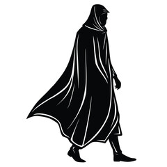 Naklejka premium Silhouette of a person in a long robe walking