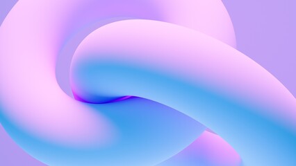 Abstract 3d render of donuts shapes background.
