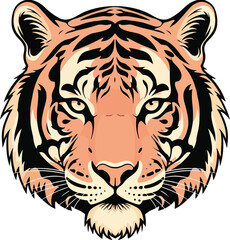 Stylized tiger face illustration with bold black stripes