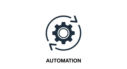 Automation gear icon with circular arrows, technology process system, mechanical engineering symbol, industrial automation concept vector illustration