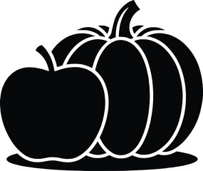 Thanksgiving pumpkin apple autumn harvest food silhouette design vector illustration,generative ai