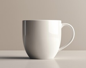 Minimalist White Ceramic Mug Mockup on Neutral Background