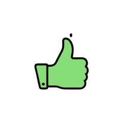 Green thumbs up icon in minimalist style on white background  