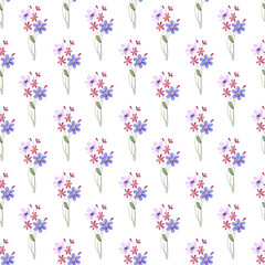 Seamless pattern, floral minimalist background with watercolor flowers. Repeat fabric wallpaper print texture. Perfectly for wrapped paper, backdrop.