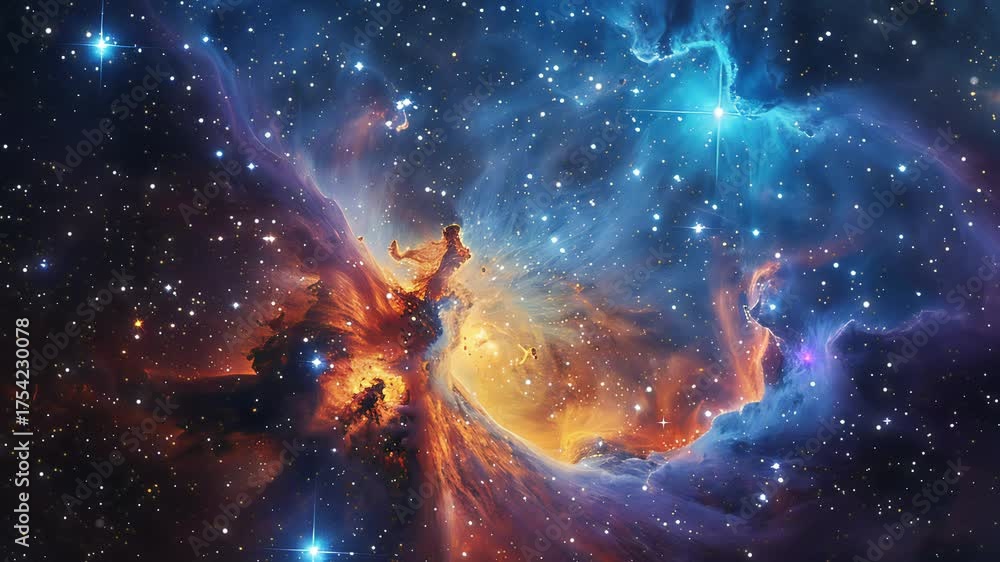 Canvas Prints the stars and blue nebula in space. galaxy exploration through outer space towards glowing milky way