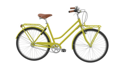 Isolated Classic-styled bicycle with carrier rack for shopping and transporting goods, clean look