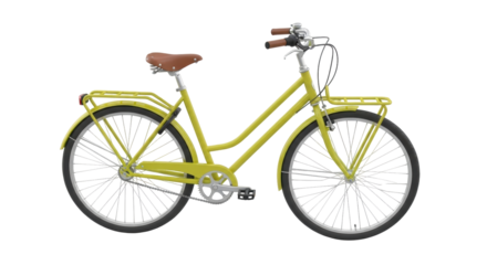 Isolated Classic-styled bicycle with carrier rack for shopping and transporting goods, clean look