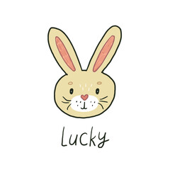 Cute hand drawn vector illustration with cute bunny and lettering.