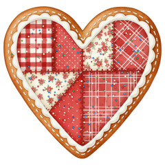 A charming, heart-shaped cookie offers a sweet, handcrafted design, embodying the warmth and love associated with baking and craft.
