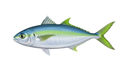 Isolated illustration of a mackerel tuna fish, sleek saltwater species with vibrant colors