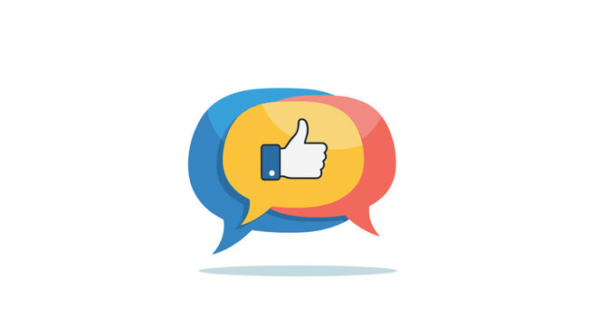 Thumbs up like icon vector. Social media approval and positive feedback concept. Communication, chat bubbles, agreement and success symbol for web design and mobile apps. Good.