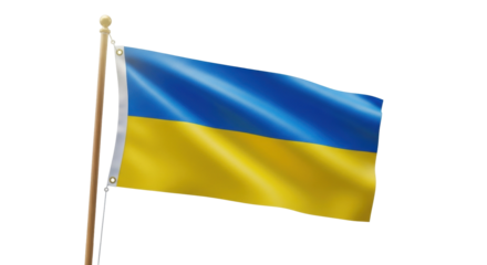 Isolated Ukraine flag waving in the wind, national symbol of sovereignty and patriotism