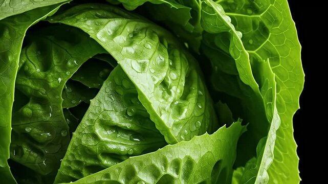 Fresh Green Lettuce Close Up Realistic Illustration With Water Droplets