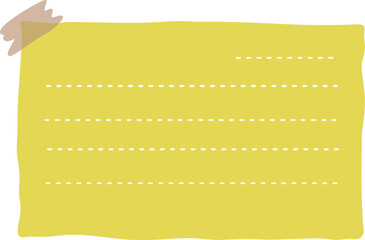 A piece of torn mustard color striped paper with tape