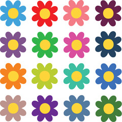 seamless 8 petaled floral pattern with shadow, solid color 