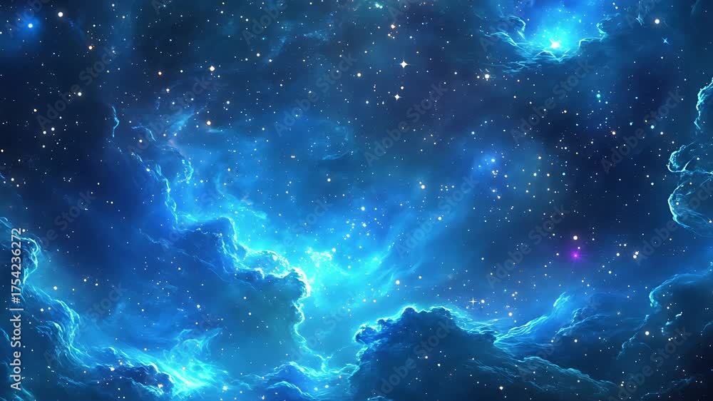 Canvas Prints the stars and blue nebula in space. galaxy exploration through outer space towards glowing milky way