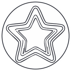 Obraz premium Concentric star shape within a circle outlined in a simple linear style