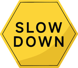 slow down element on black yellow background. isolated low speed warning sign, yellow hexagon symbol for road sign.