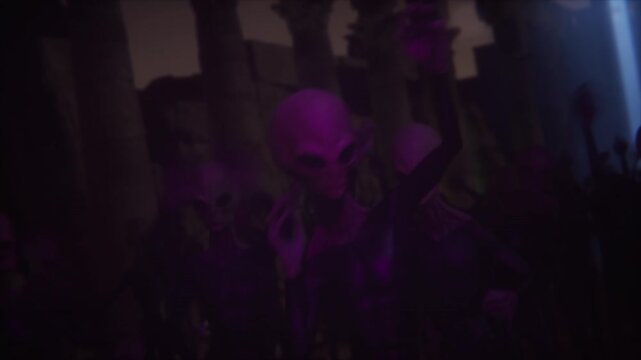 Alien Crowd Enjoying a Cosmic Rock Concert