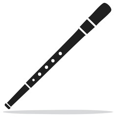 Minimalist black flute woodwind musical instrument icon design simple flat illustration