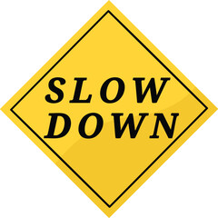 slow down element on black yellow background. isolated low speed warning sign, yellow rhombus symbol for road sign.