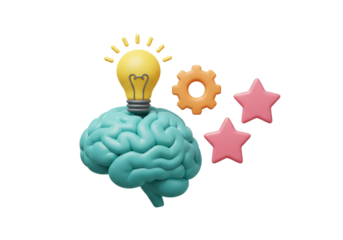 Isolated conceptual image showing intelligence, problem solving, imagination, creativity, ideas