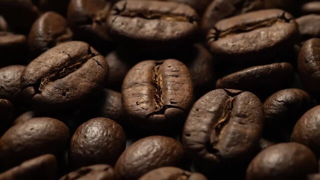 Closeup of roasted coffee beans perfect for a morning brew.