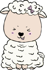 lovely little sheep with funny face hand drawing flat design cartoon