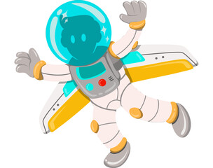 Cartoon Astronaut with Jetpack Illustration