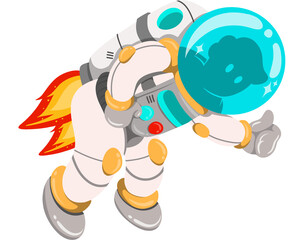 Cartoon Astronaut with Rocket Illustration